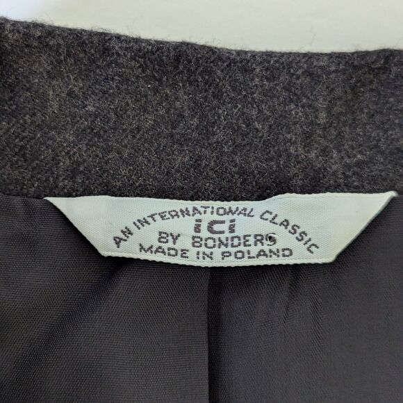 Black Wool Lined Suit Set Blazer & Skirt Made in Poland Size Small Midi Knee - Picture 11 of 16